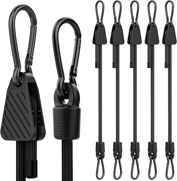 Bungee Cords with Hooks, Upgrade 120cm Adjustable Bungee Cords with Carabiner Hooks, Easy to Adjust from 18 to 120 cm Long Bungee Straps with Clips Outdoor for Bike, Camping, Tarps, Truck, 6 Pack