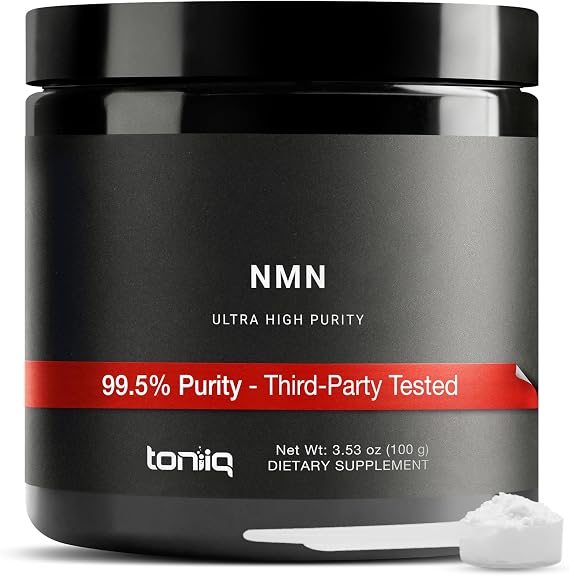 Toniiq Ultra High Purity NMN Powder - 100 Grams - 99.5% Highly Purified and Highly Bioavailable - Fully Stabilized Formula - Supports NAD+ Levels - Nicotinamide Mononucleotide Powder Supplement