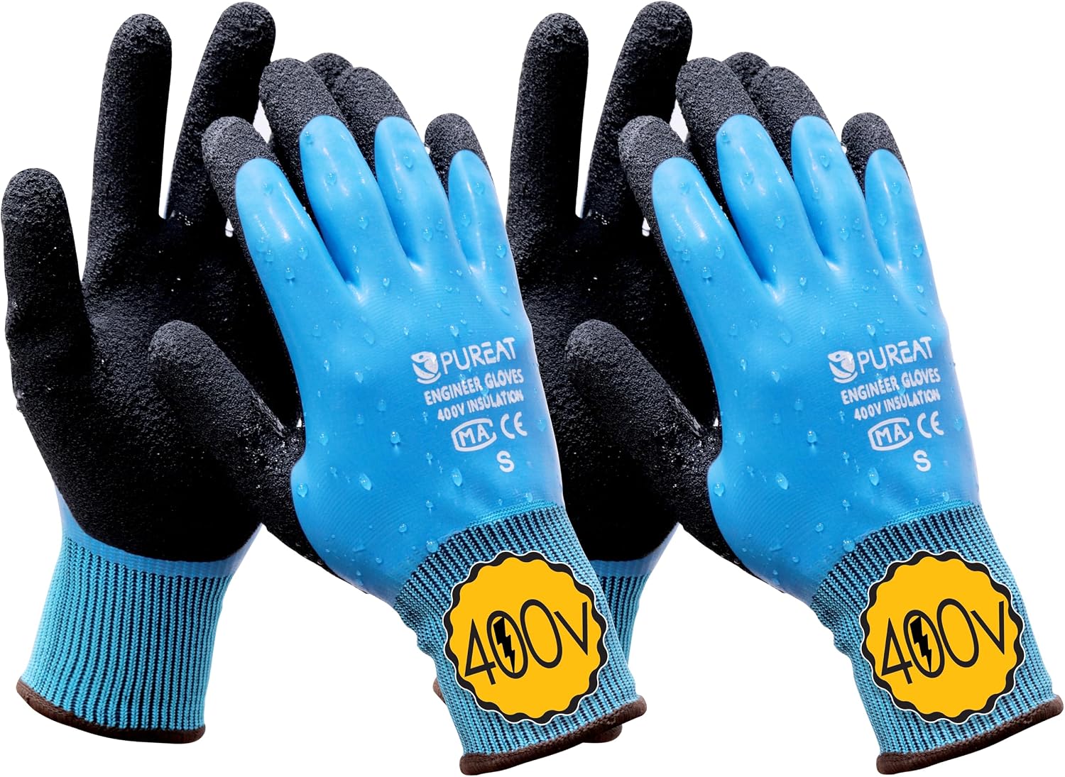 Youneedthat Electrical Insulated Work Gloves 12 Pairs 400V High Voltage Resistant Electrician Rubber Glove Waterproof S,M,L