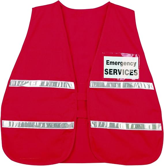 MCR Safety - 611ICV204 ICV204 Incident Command Polyester/Cotton Safety Vest with 1-Inch White Reflective Stripe, Red