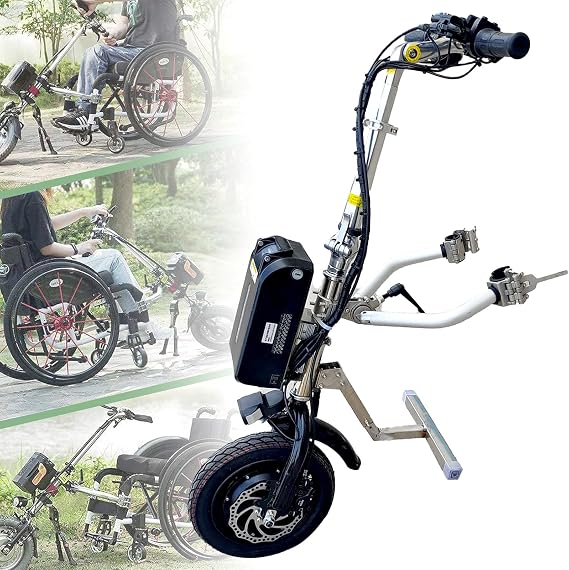 500W Electric Handcycle Wheelchair Attachment, Wheelchair Power Attachment Lightweight, Electric Handbike Hand Cycle, Wheel Chair Tractor Pull Device Portable, 12inch Wheels A