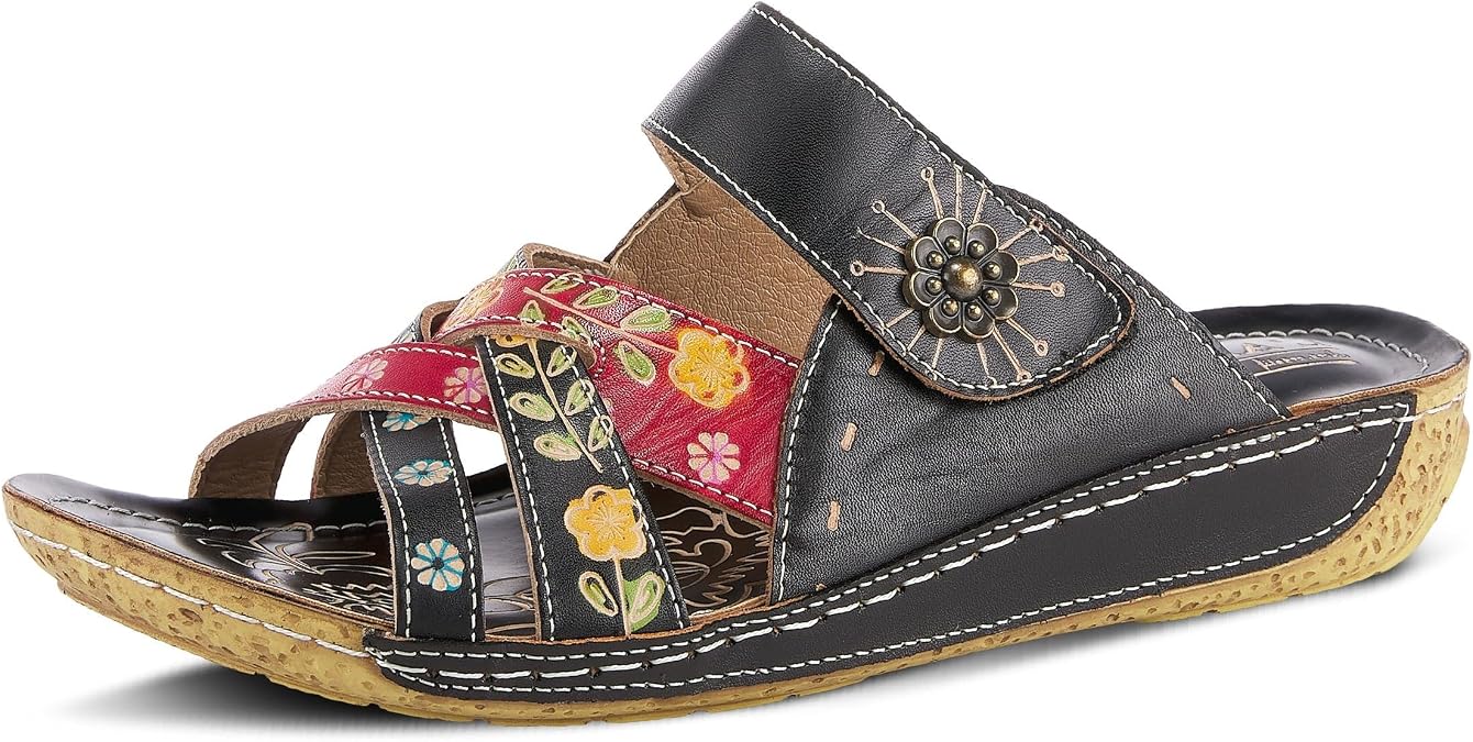 L'Artiste Leigh Women's Stylish French Wedge Slide Sandals