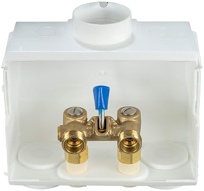 Water-Tite 85637 DU-All Dual-Drain Washing Machine Outlet Box - Single-Lever Valve Installed, 12 CPVC Connection, White Plastic