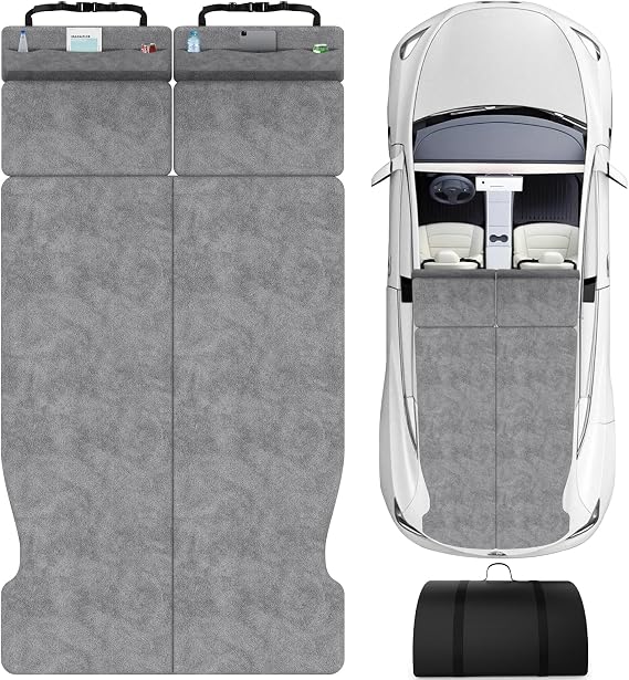 Memory Foam Mattress for Tesla Model Y - 2.4" High-Density, Soft Car Camping Bed, Foldable with Washable Sheet & Storage Bag, 74" x 41" Sleeping Mat for Tesla Model Y Accessories, Fits Frunk & Trunk