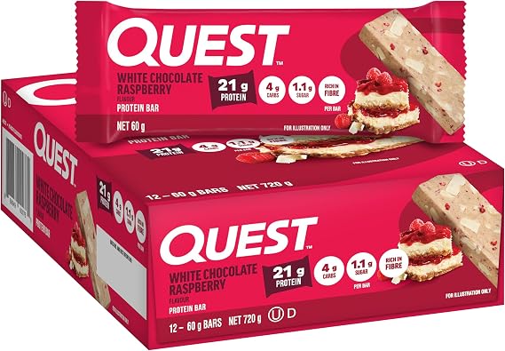 Quest Nutrition Protein Bar, White Chocolate Raspberry, 2.12 Ounce, 12 Count