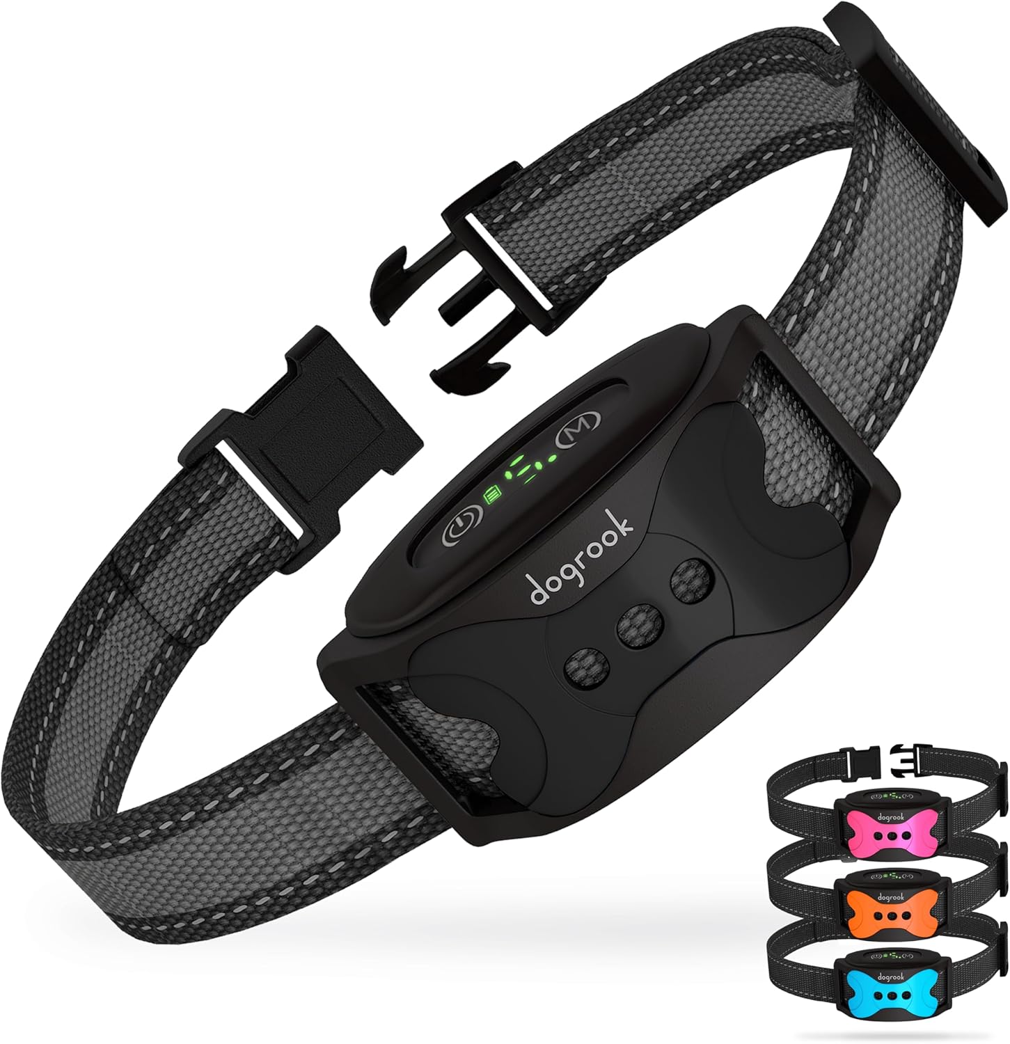 DogRook Dog Bark Collar- Rechargeable Bark Collar- Humane, No Shock Barking Collar- with Vibration & Beep - Collar for Small, Medium & Large Dogs- Anti Barking Collar - No Remote- 11-110 lbs