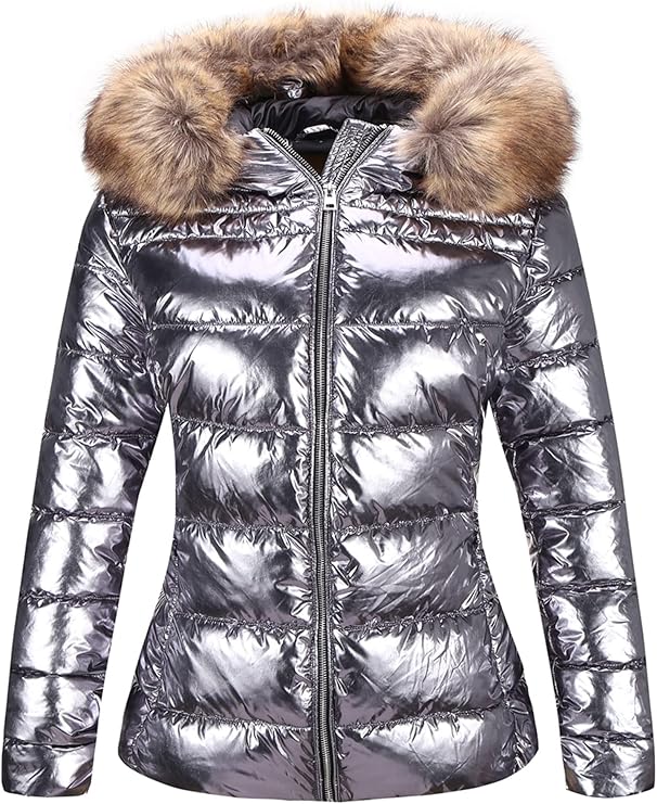 Bellivera Women's Quilted Puffer Jacket Slim Fit Hood Winter Coat