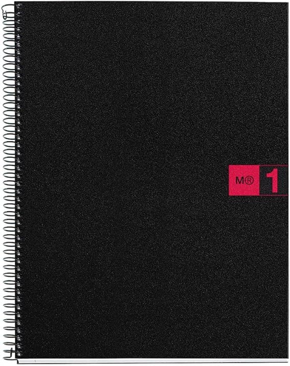 Miquel Rius M Original 1 Subject Notebook, Lined 11" x 8.5", 80 Sheets Heavyweight Paper, Micro-Perforated & 3-Hole Punched, Black Poly Cover (Pack of 1)