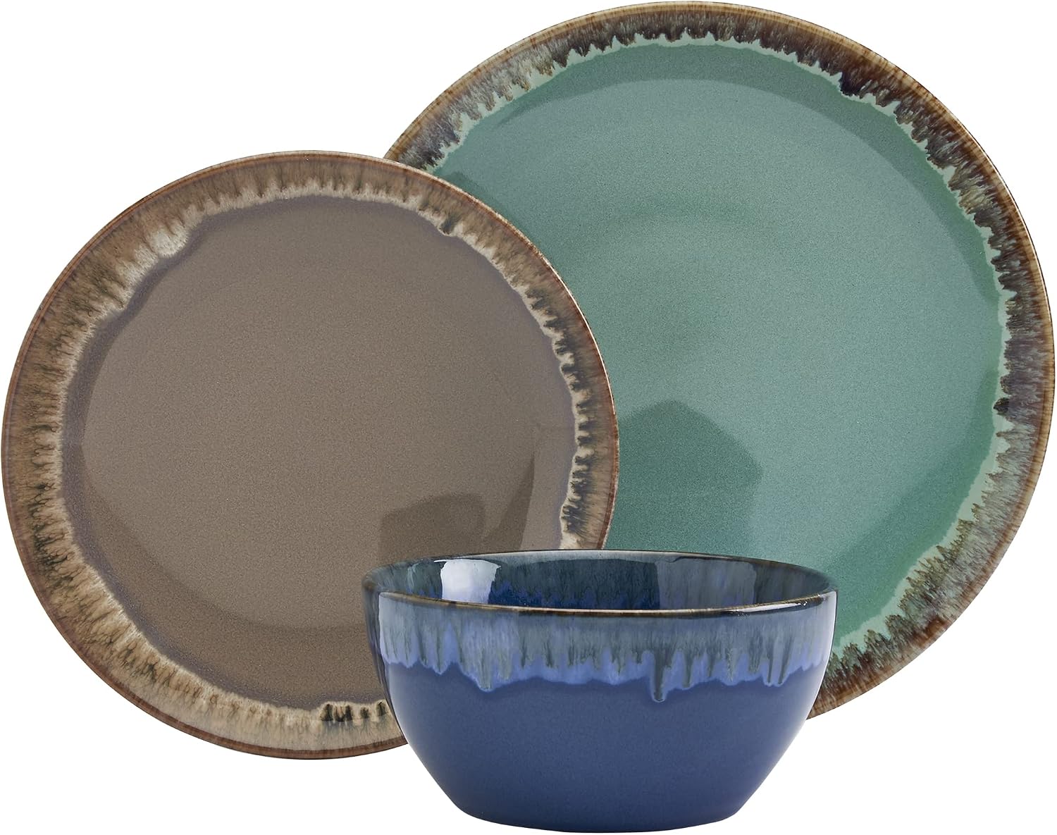 Tabletops Gallery Tuscan Reactive Glaze Stoneware- Platter Serving Bowl Mixing Bowl Mug, Tuscan 26 Ounce Jumbo Oversized Mugs (Set of 4- Blue, Green, Brown, and Pink)