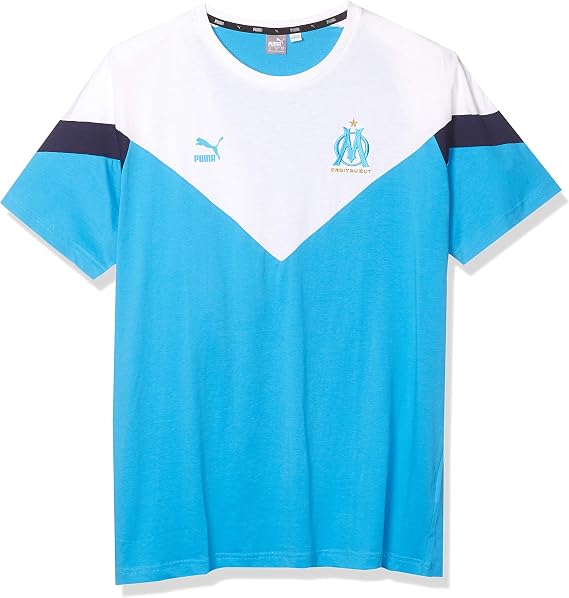 PUMA Men's Olympique de Marseille Iconic MCS Tee, Bleu Azur, S
