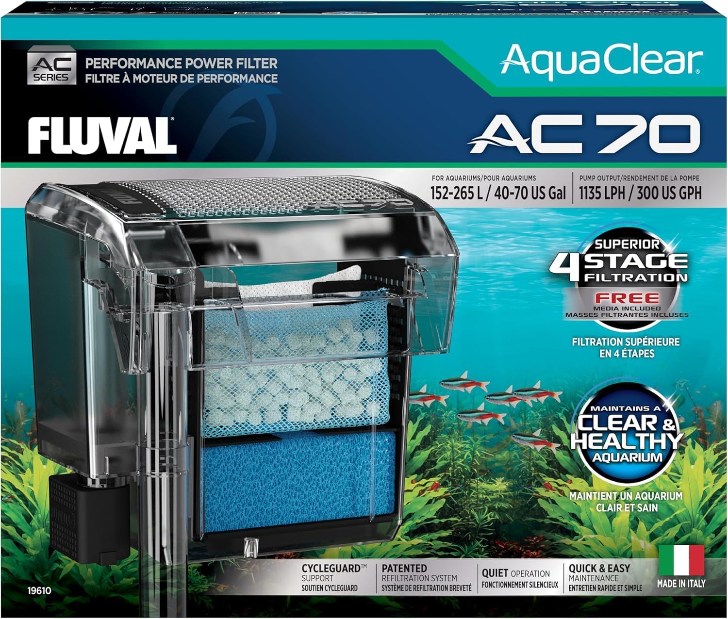 AquaClear 70 Power Filter, Fish Tank Filter for 40 to 70 Gallon Aquariums