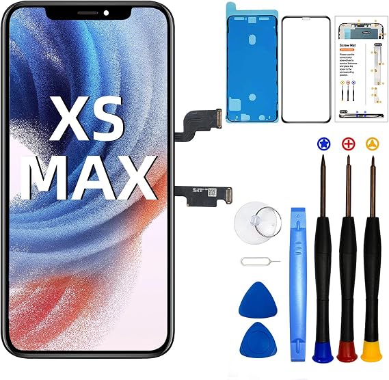 DTD LCD Display Screen for iPhone XS Max, 3D Touch Replacement Glass Digitiser Parts 6.5 Inch Replacement with Repair Kit, for Model A1921, A2101, A2102, A2103, A2104
