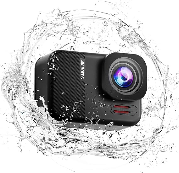 Action Camera 4K60fps Underwater - IPX7 10M Waterproof Action Cameras, 48MP Touchscreen Sports Camera with 6-Axis Stabilization, 8X Zoom WiFi Camera for Diving, Cycling, Outdoor Sports
