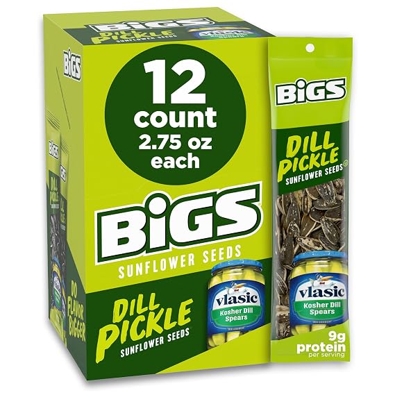 BIGS Sunflower Seeds, Vlasic Dill Pickle Flavor, 2.75 oz. (12-pk)