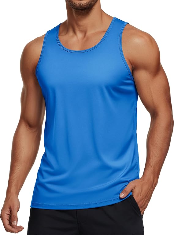 MAGCOMSEN Men's UPF 50+ Tank Top Quick Dry Summer Workout Muscle Sleeveless Shirts for Swim Beach Bodybuilding