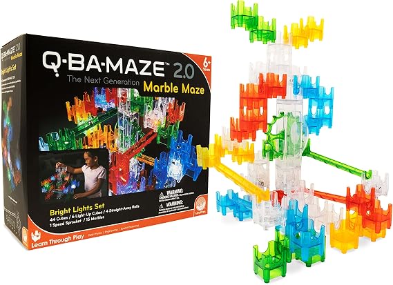 MindWare Q-BA-Maze Bright Lights The Next Generation Marble Maze Kids Toys - STEM Marble Run - Recommended for Ages 6+ Educational Gift for Boys and Girls