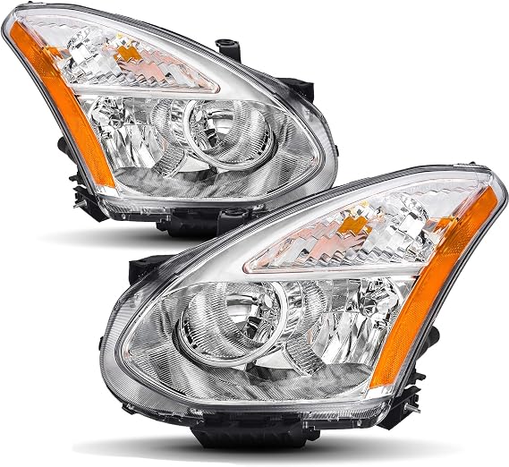 Headlights Assembly Compatible with 2008-2013 Nissan Rogue | 2014-2015 Nissan Rogue Select, For Factory Halogen Headlamp NOT FIT HID Headlights