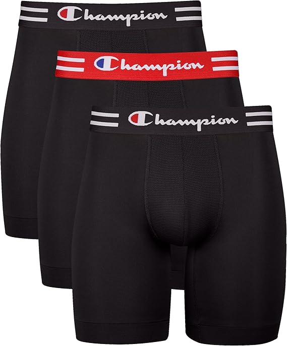 Champion Men's Boxer Briefs, Performance Stretch, Moisture Wicking, Multi-pack