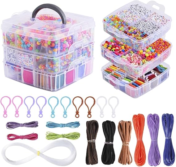 Peirich Jewelry Making Bead Kits, Includes 44 Embroidery Floss with 3-Tier Organizer Storage Box with Threads, Over 4900 Beads for Friendship Bracelets, Jewelry Making Christmas Birthday Gift