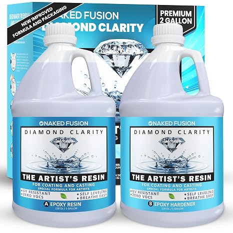 Epoxy Resin Art Resin Crystal Clear Formula -2 Gallon Kit -The Artist's Resin for Coating, Casting, Resin Art, Geodes, Tabletop, Bar Top, Live Edge Tables, River Tables- Non-Toxic