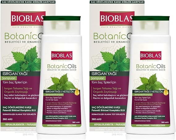 BIOBLAS Botanic Oils Saç Dökülmesine Karşı Isırgan Yağlı Şampuan (360 ml) 2li paket