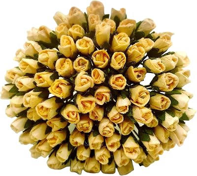 PL Set of 100 Tiny Rose Buds Mulberry Paper Flower Rose-Set3 Craft Handmade Wedding Size 0.15 Very Small Scrapbook for so Many Card Craft Projects 136-Light Peach