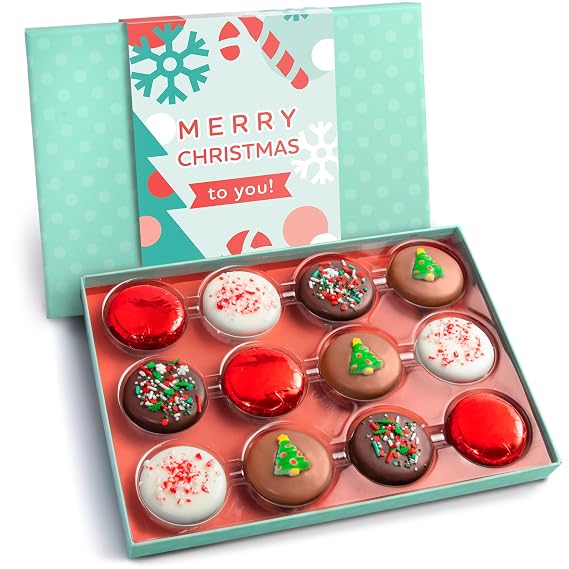 Merry Christmas Chocolate Covered Sandwich Cookies Gift Box by Love Berries
