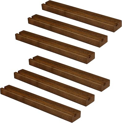 Ilyapa Wood Vinyl Wall Mount - 6 Pack Espresso Record Shelf to Display Your LP - Simple Vinyl Record Wall Mount Album Shelves for Display & Storage