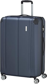 travelite Hardshell case Large, Expandable, 4 Wheels, City, Trolley with Scratch-Resistant Surface, TSA Lock, Stretch fold, 77 cm, 113-124 liters, Blue Marine, 77 centimeters, Hand Luggage