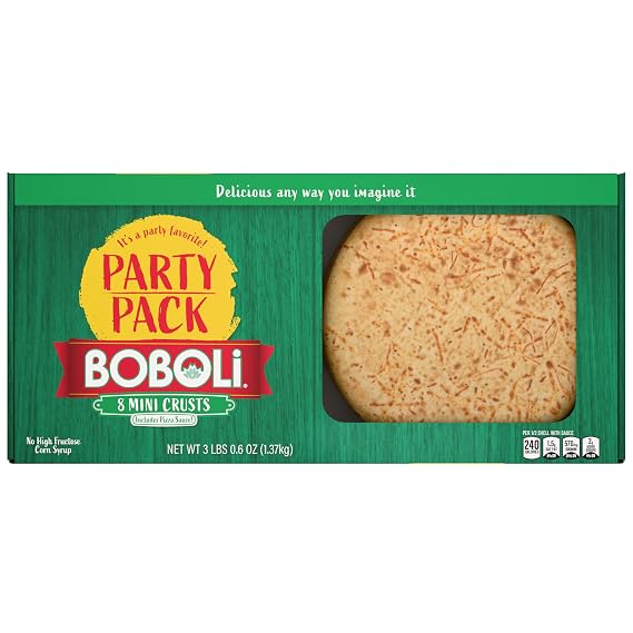 (Club Pack) Boboli 8" Original Mini Pizza Crusts, 4 individual twin packs, (12.15 oz each), Ready-made 8 Plain Cooked Pizza Dough, 48.6 oz Multipack | No High Fructose Corn Syrup