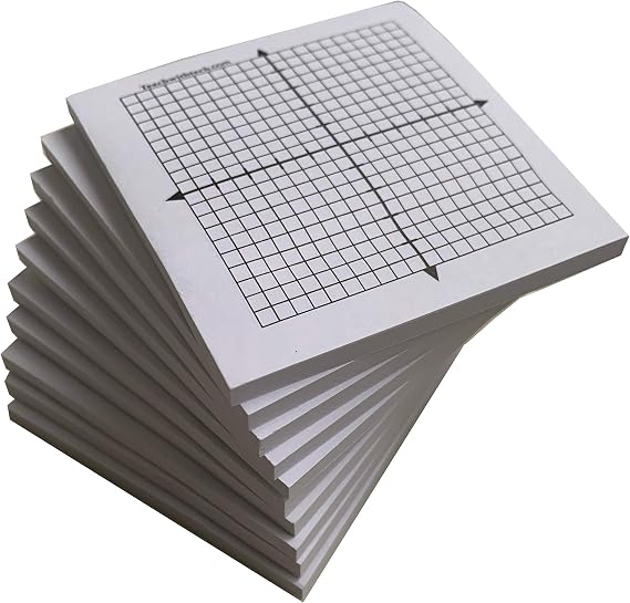 Sticky Note Mini Graph Pads - 10 Count 50 Sheets Per Pad- Graph Paper Sticky Notes 20 x 20 Four Quadrant