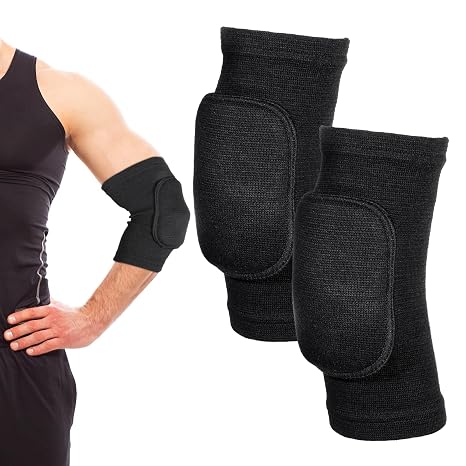 cobee 1 Pair Volleyball Elbow Pads, Arm Brace Ventilate Sport Elbow Protector Strap, Black Elbow Pads Arm Pads With Padded Soft Support Cushion for Men And Women