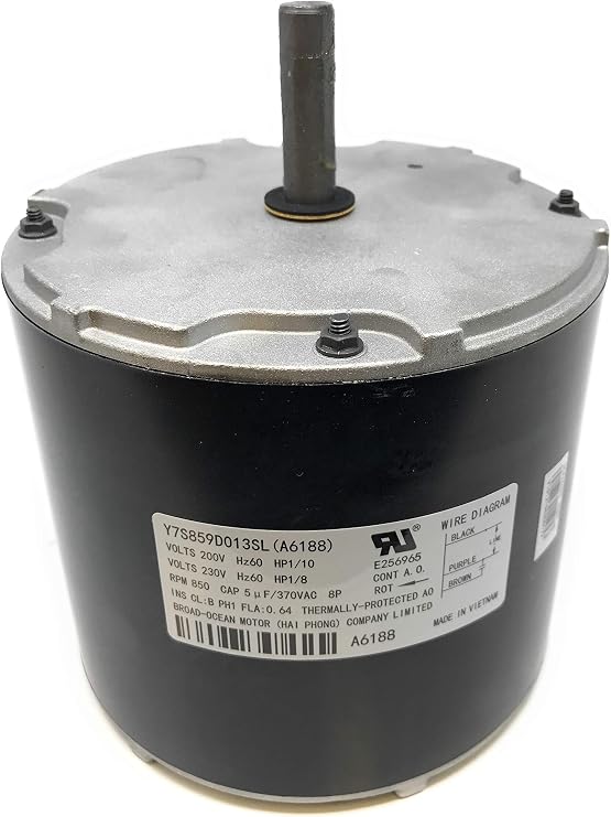 A6188, TRANE Condenser Fan Motor D157746P01, 1/8HP, 850RPM
