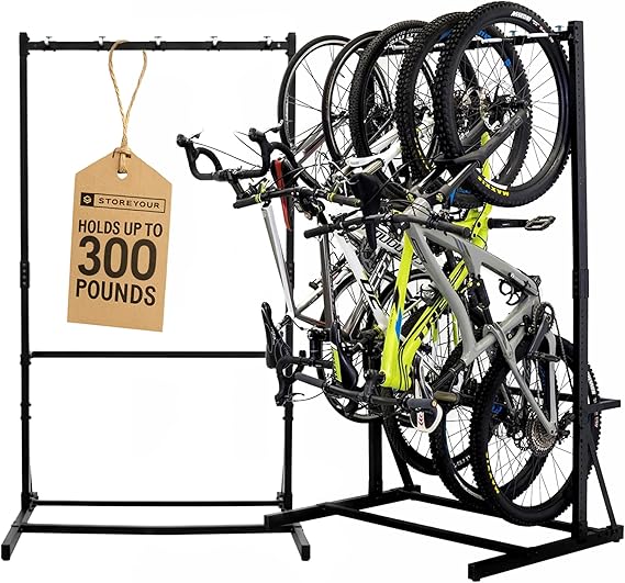 StoreYourBoard Freestanding Bike Rack, Vertical Bike Stand, Holds 5 Bikes
