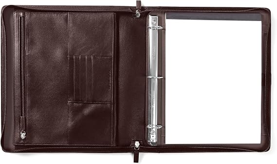 Leatherology Brown Padfolio & 3-Ring Binder with Interior Zippered Pocket for Tablet