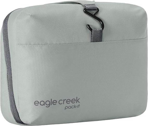 Eagle Creek Pack-It Hanging Toiletry Kit - Dual Compartment Toiletry Kit for Keeping Small Items Organized - Water Resistant - Top Grab Handle - Zipper Pouch - Storm Grey