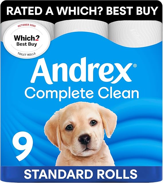 Andrex Complete Clean Toilet Roll - 9 Toilet Rolls | Complete Clean, Complete Confidence and endorsed as a Which? Best Buy