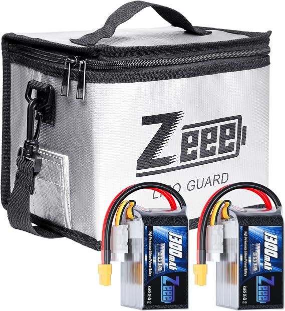 Zeee 6S Lipo Battery 1300mAh 22.2V 120C Soft Case Battery XT60 Connector 2 Pack Batteries with 1 Pcs Lipo Safe Bag Fireproof Explosionproof Bag for Storage Charging