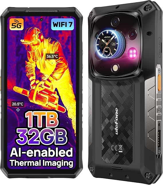 Ulefone Armor 28 Ultra Thermal Version, 5G AI Rugged Phone, 32GB+1TB/2TB Expansion, Dimensity 9300+, 6.67" AMOLED Dual Screen, 64MP+50MP+50MP, 10600mAh/120W, 50W QI, 8K Video, Widevine L1, Android 15