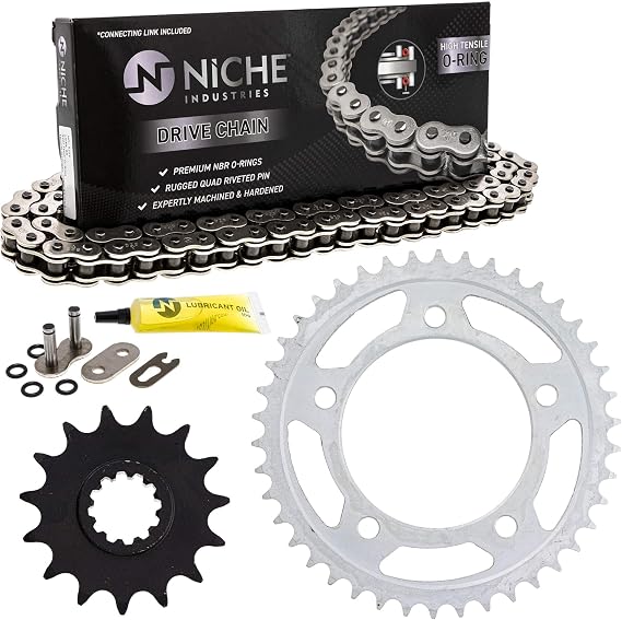NICHE Drive Sprocket Chain Combo for Honda CB600F Front 15 Rear 42 Tooth 525V O-Ring 120 Links