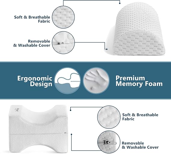 ComfiLife Body Positioner, Knee Pillow & Bolster Pillow Bundle for Lower Back Support, Legs, Knees, 100% Memory Foam, Ultimate Bed Pillows for Back Pain Relief & Comfortable Sleeping