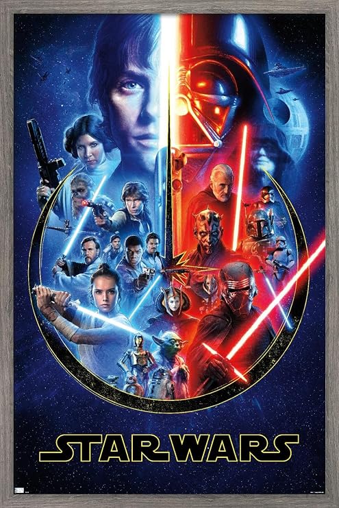 Trends International Star Wars - Skywalker Saga Wall Poster, 14.725" x 22.375", Barnwood Framed Version