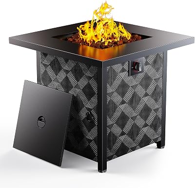 Ciays Propane Fire Pits 28 Outdoor Gas Fire Pit, 50,000 BTU Square Fire Pit Table with Lava Rocks, 2-in-1 Fire Table with Removable Lid, CSA-Certified for Outside Patio, Parties, Backyard, Garden