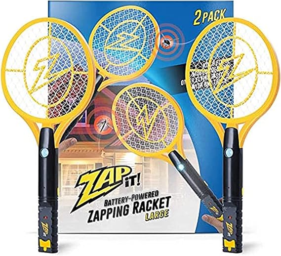ZAP IT! Electric Fly Swatter Bug Zapper Racket Battery Powered, 2 Pack