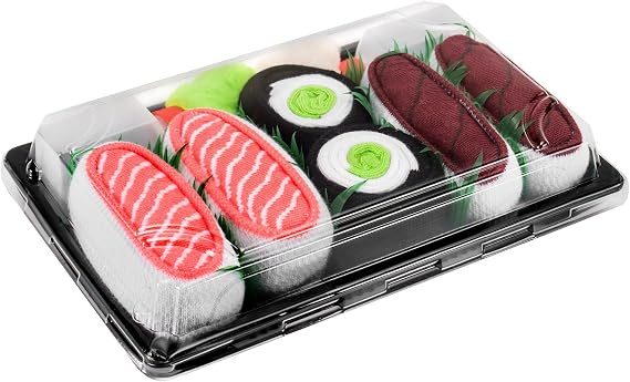 Rainbow Socks - Men's Women's - Sushi Socks Box Tuna Salmon Cucumber Maki - 3 Pairs