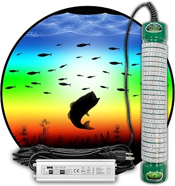 New Green Blob Multi-Color Underwater Fishing Light 110v with 30ft Cord and 3 Prong Plug, Saltwater or Freshwater Use, IP68 Waterproof for Docks, Pools or Backyard Ponds High Power 15000 Lumen