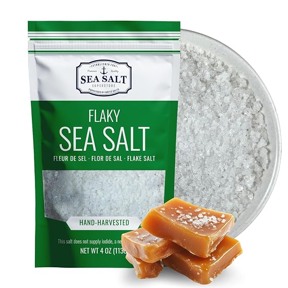 Sea Salt Superstore Hand Harvested Sea Salt Grains, Fleur de Sel, 4 oz