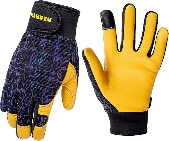 Kids Genuine Leather Work Gloves Age 2-12, Touchscreen, Reflective