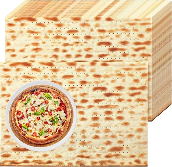 Peryiter 100 Pcs 14 x 10 in Passover Matzoh Paper Place Mats Disposable Plagues Paper Placemats for Jewish Holiday Party Decorations Dining Table Rectangle Table Mats Passover Placemat