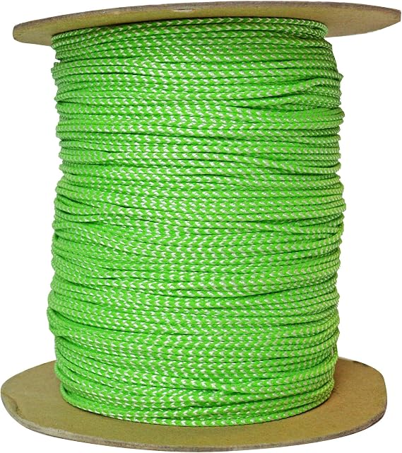 Jameson Poly/Dyneema Throw Line, 2.5mm x 1000 ft, High Strength 450 lbs, Neon Green & White, Compatible with Tru ShotTM Launcher Professional Arborist Tool